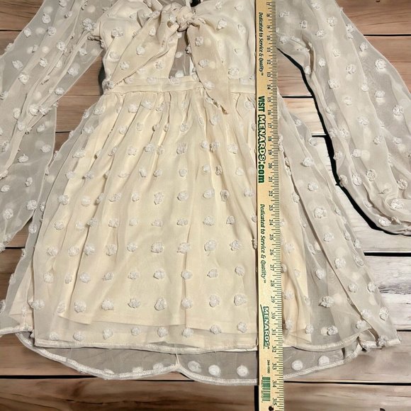 Boho Women Size Small Cream Short Verde‎ Dress Peasant Bohemian Cottagecore - Picture 4 of 12